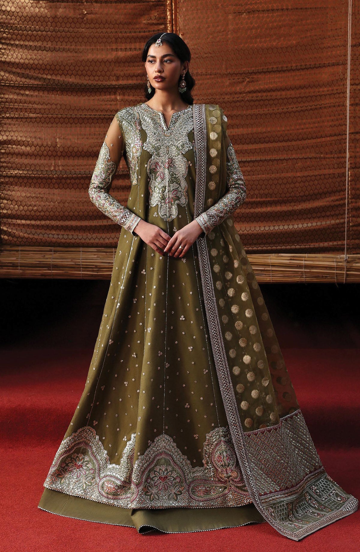Kaashvi by Ayzel Embroidered Net Unstitched 3 Piece Suit - JHANVI - AY25KSH - Green - Wedding Collection