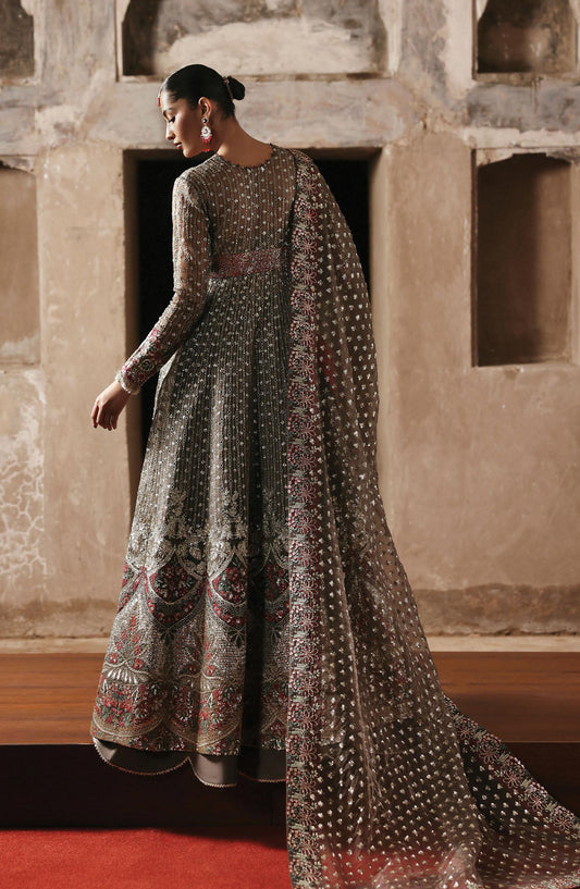 Kaashvi by Ayzel Embroidered Tissue Zari Unstitched 3 Piece Suit - NIRVA - AY25KSH - Grey - Wedding Collection
