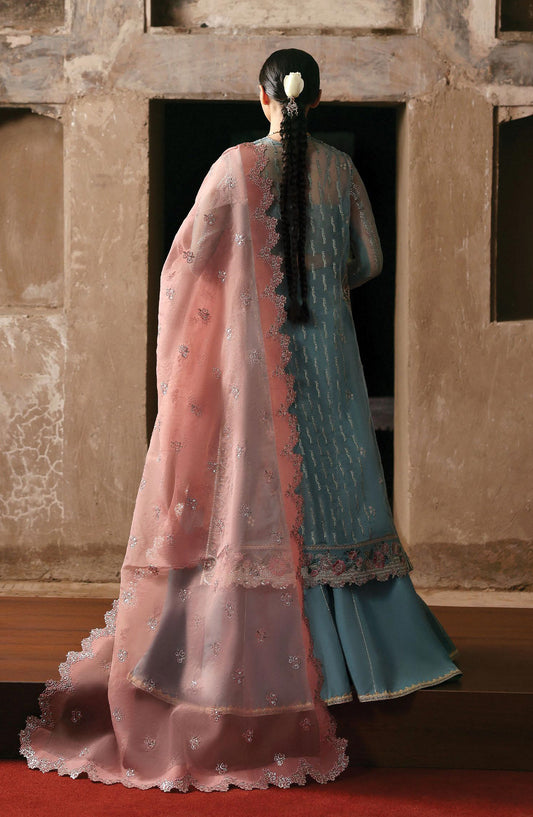 Kaashvi by Ayzel Embroidered Organza Unstitched 3 Piece Suit - RAVINA - AY25KSH - Blue - Wedding Collection