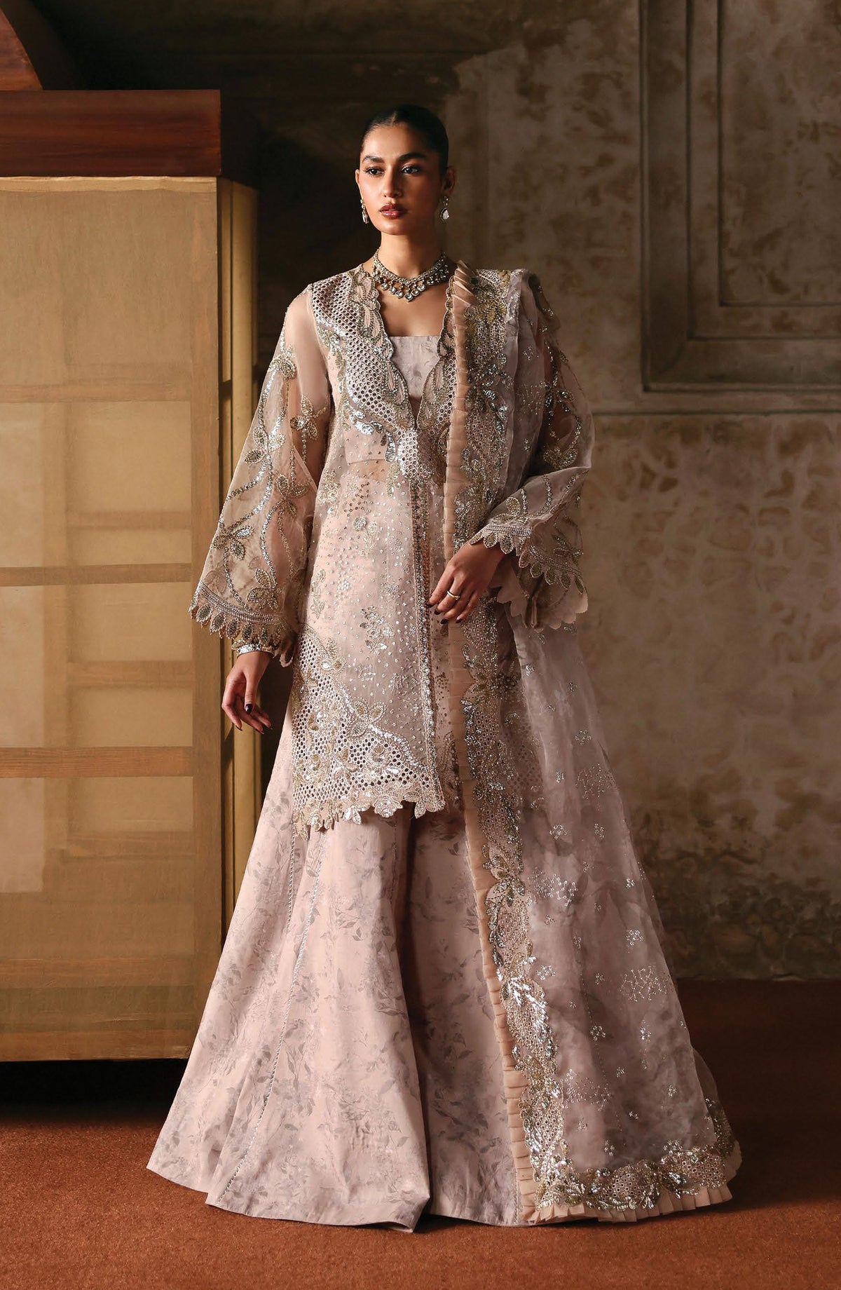 Kaashvi by Ayzel Embroidered Organza Unstitched 3 Piece Suit - NEYSA - AY25KSH - Pink - Wedding Collection