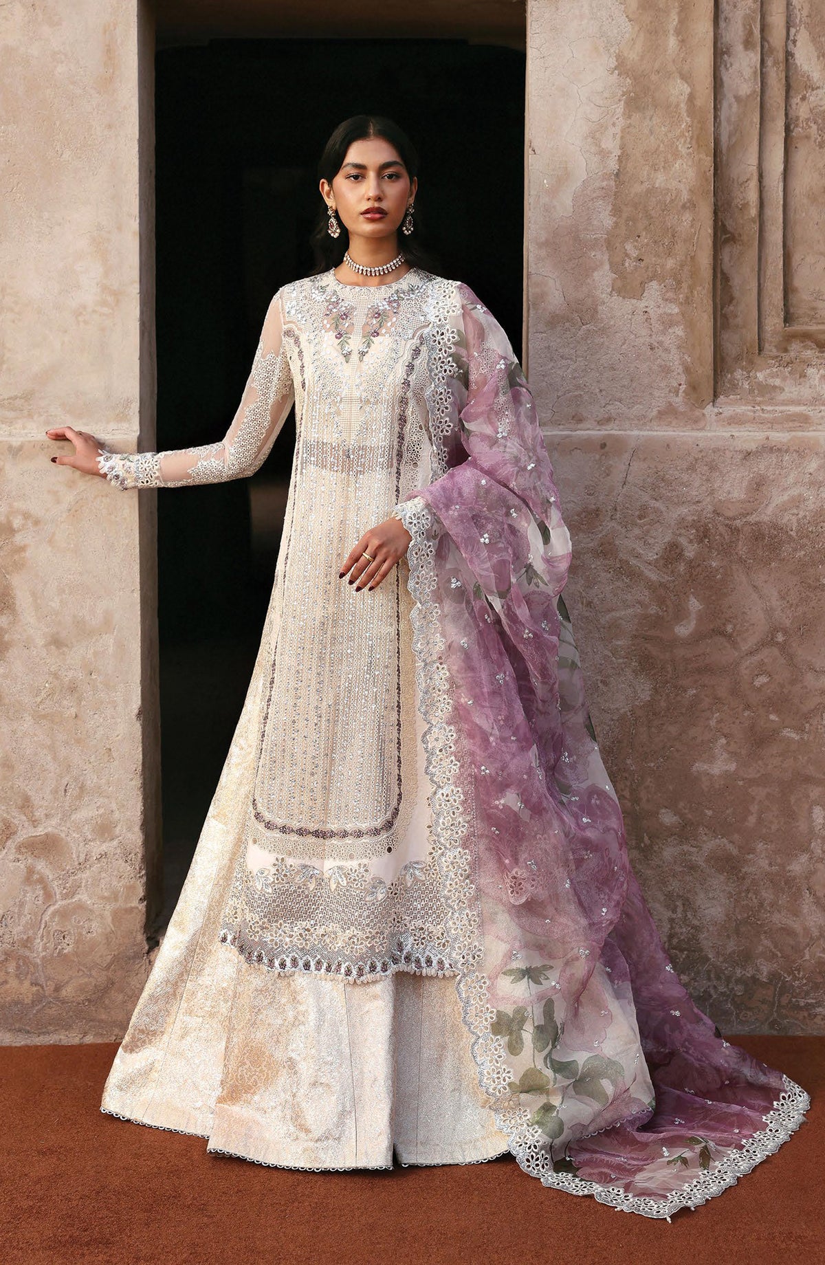 Kaashvi by Ayzel Embroidered Organza Unstitched 3 Piece Suit - MEHARVI - AY25KSH - White - Wedding Collection