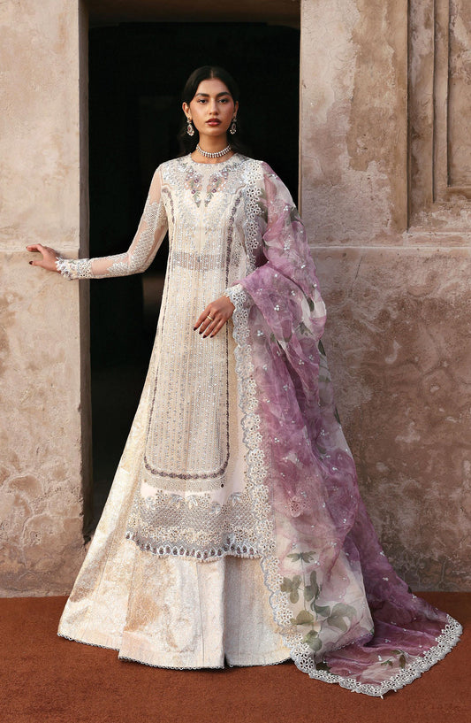 Kaashvi by Ayzel Embroidered Organza Unstitched 3 Piece Suit - MEHARVI - AY25KSH - White - Wedding Collection