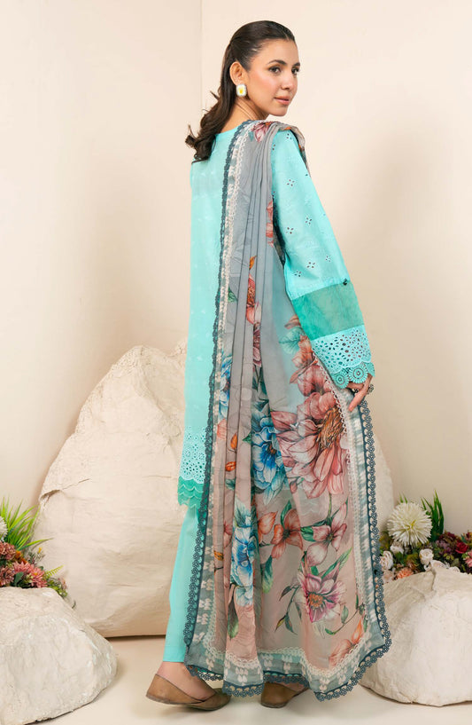 Kaashvi by Johra Embroidered Chikankari Lawn Unstitched 3 Piece Suit - JS-140 - JH26KVI - Ferozi - Summer Collection