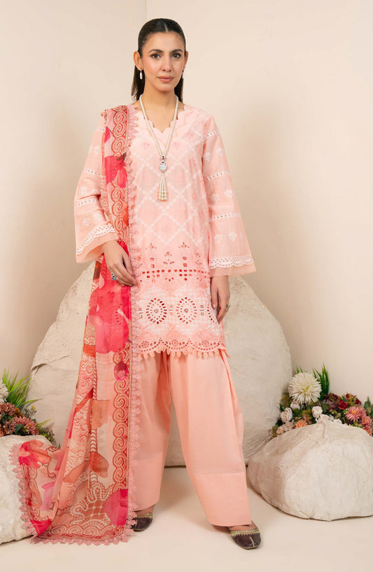 Kaashvi by Johra Embroidered Chikankari Lawn Unstitched 3 Piece Suit - JS-139 - JH26KVI - Pink - Summer Collection