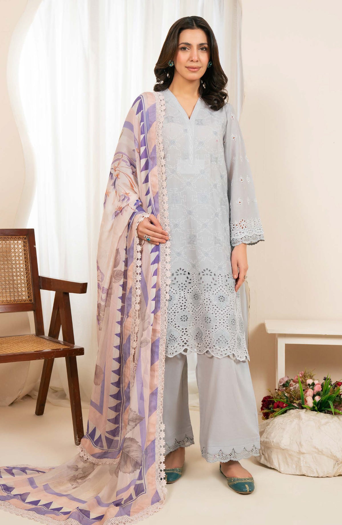 Kaashvi by Johra Embroidered Chikankari Lawn Unstitched 3 Piece Suit - JS-138 - JH26KVI - Blue - Summer Collection