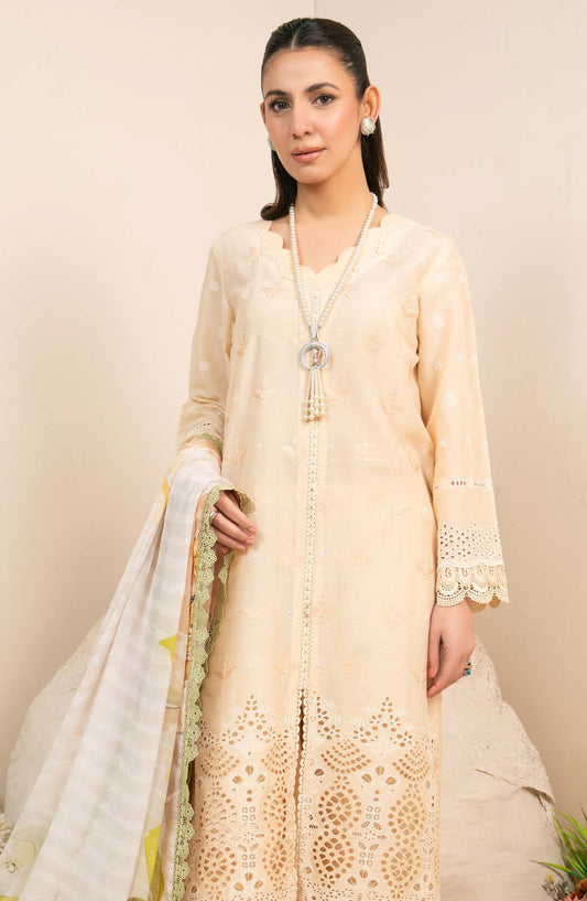 Kaashvi by Johra Embroidered Chikankari Lawn Unstitched 3 Piece Suit - JS-137 - JH26KVI - Fawn - Summer Collection