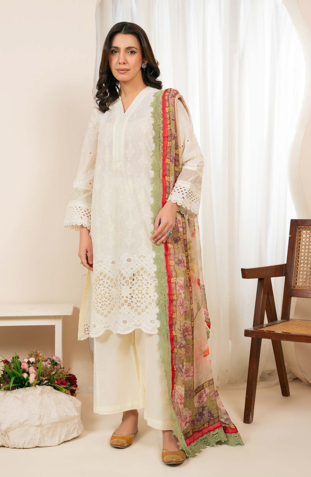Kaashvi by Johra Embroidered Chikankari Lawn Unstitched 3 Piece Suit - JS-133 - JH26KVI - Fawn - Summer Collection