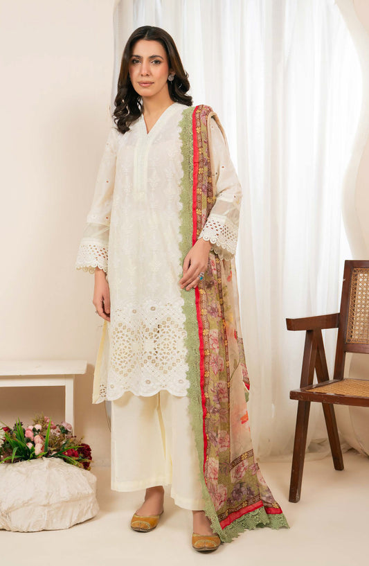 Kaashvi by Johra Embroidered Chikankari Lawn Unstitched 3 Piece Suit - JS-133 - JH26KVI - Fawn - Summer Collection