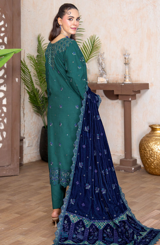Kahani by Riaz Arts Embroidered Peach Unstitched 3 Piece Suit - D-01 - RA26KNI - Green - Premium Collection