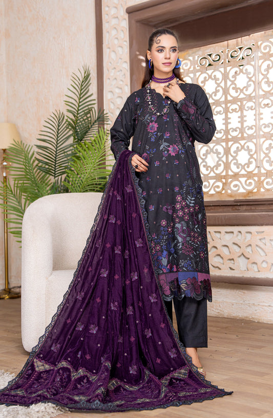 Kahani by Riaz Arts Embroidered Peach Unstitched 3 Piece Suit - D-06 - RA26KNI - Blue - Premium Collection