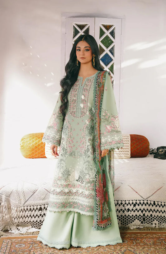 Kahf Ek Fasana Luxury Embroidered Lawn Unstitched 3 Piece Suit - 4B -Sitara - KHP26FS - Green - Festive Collection