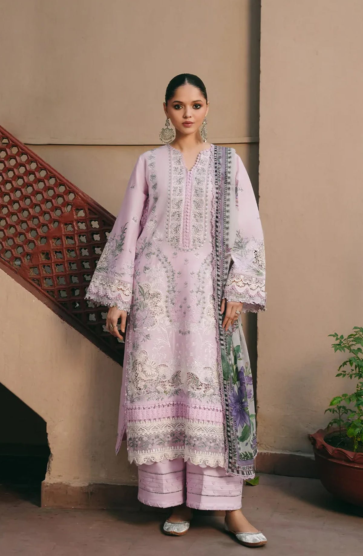 Kahf Ek Fasana Luxury Embroidered Lawn Unstitched 3 Piece Suit - 4A -Mehak - KHP26FS - Purple - Festive Collection