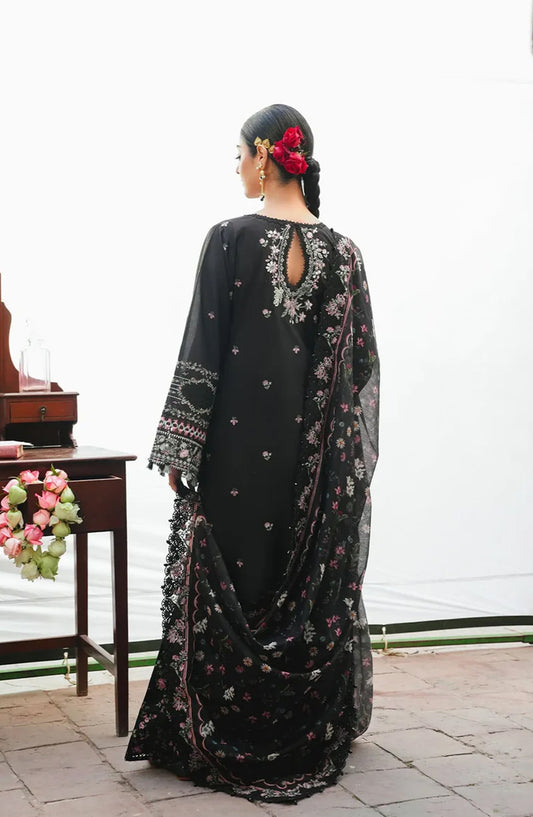 Kahf Ek Fasana Luxury Embroidered Lawn Unstitched 3 Piece Suit - 3B -Siyaara - KHP26FS - Black - Festive Collection