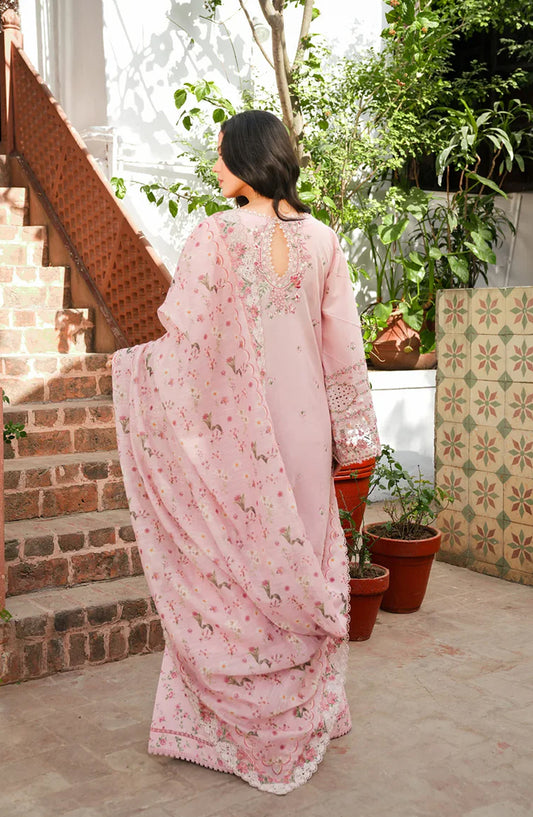 Kahf Ek Fasana Luxury Embroidered Lawn Unstitched 3 Piece Suit - 3A -Dilnasheen - KHP26FS - Pink - Festive Collection