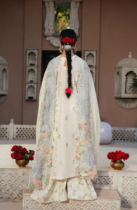 Kahf Ek Fasana Luxury Embroidered Lawn Unstitched 3 Piece Suit - 2A -Neelofar - KHP26FS - Fawn - Festive Collection