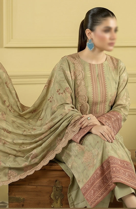 Kayseria by Al Karim Embroidered Lawn Unstitched 3 Piece Suit - D-12 - AK26KYS - Green - Summer Collection