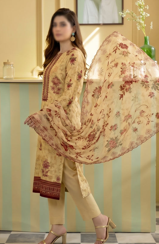 Kayseria by Al Karim Embroidered Lawn Unstitched 3 Piece Suit - D-09 - AK26KYS - Yellow - Summer Collection