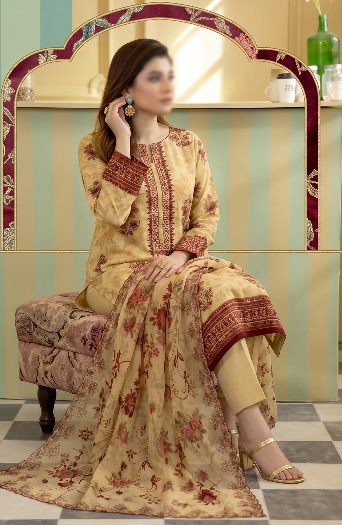 Kayseria by Al Karim Embroidered Lawn Unstitched 3 Piece Suit - D-09 - AK26KYS - Yellow - Summer Collection