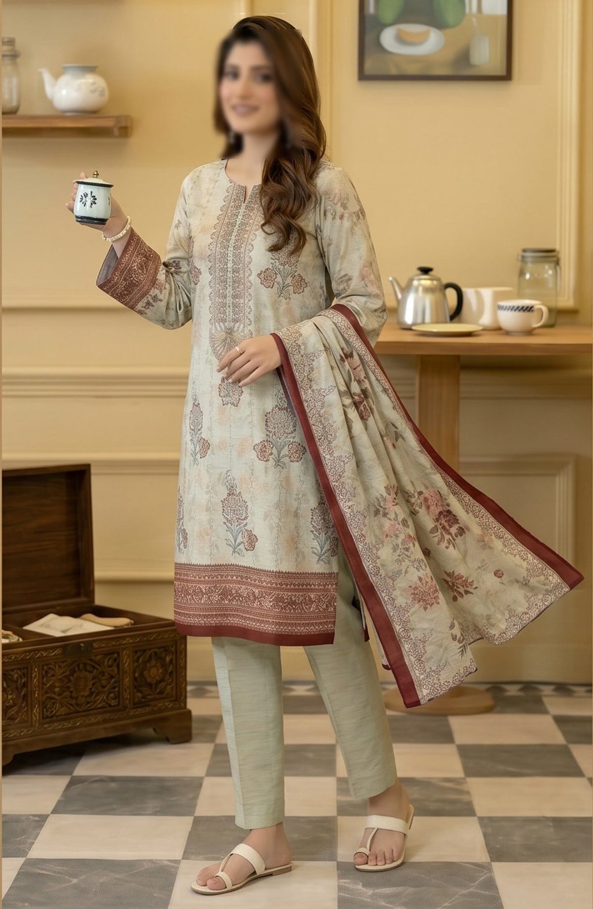 Kayseria by Al Karim Embroidered Lawn Unstitched 3 Piece Suit - D-07 - AK26KYS - Green - Summer Collection