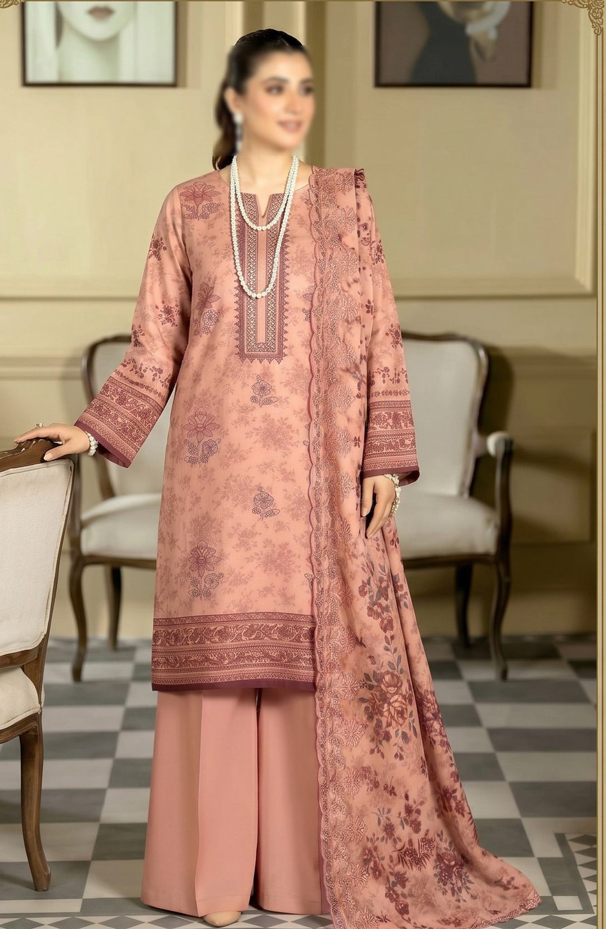 Kayseria by Al Karim Embroidered Lawn Unstitched 3 Piece Suit - D-06 - AK26KYS - Pink - Summer Collection