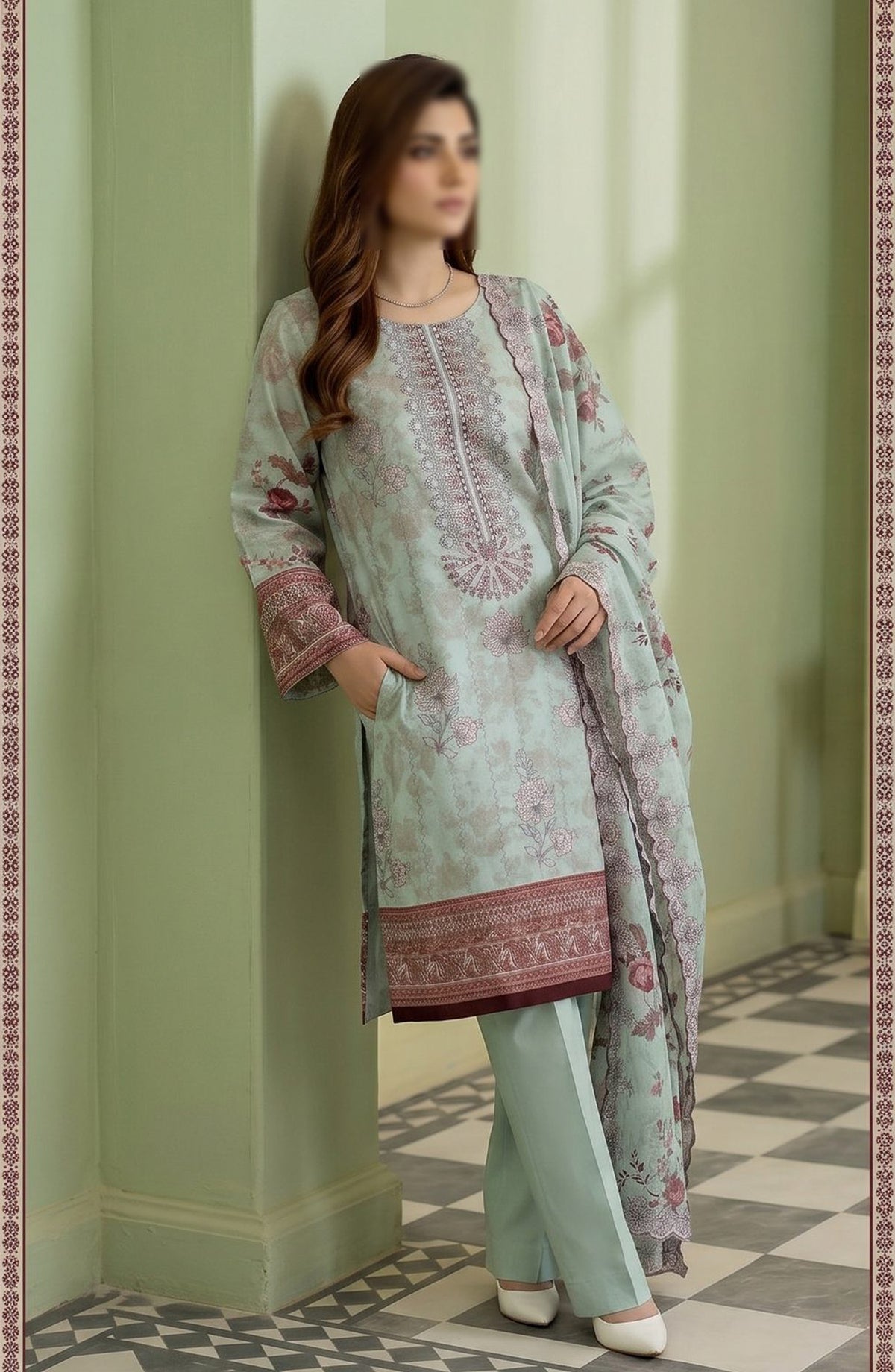 Kayseria by Al Karim Embroidered Lawn Unstitched 3 Piece Suit - D-04 - AK26KYS - Blue - Summer Collection