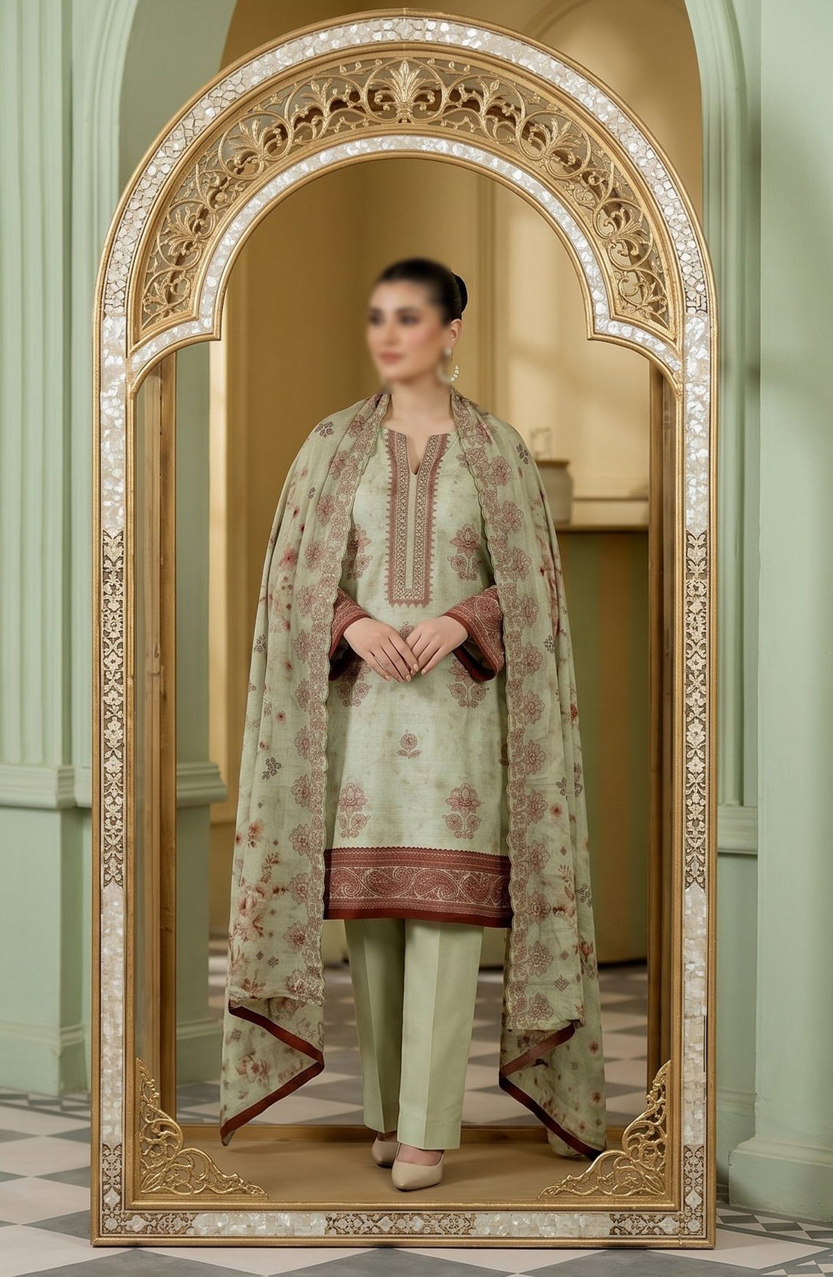 Kayseria by Al Karim Embroidered Lawn Unstitched 3 Piece Suit - D-01 - AK26KYS - Green - Summer Collection