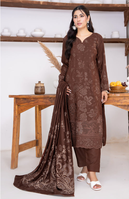 Kehkeshan by Riaz Arts Embroidered Peach Unstitched 3 Piece Suit - D-06 - RA26KKN - Brown - Winter Collection