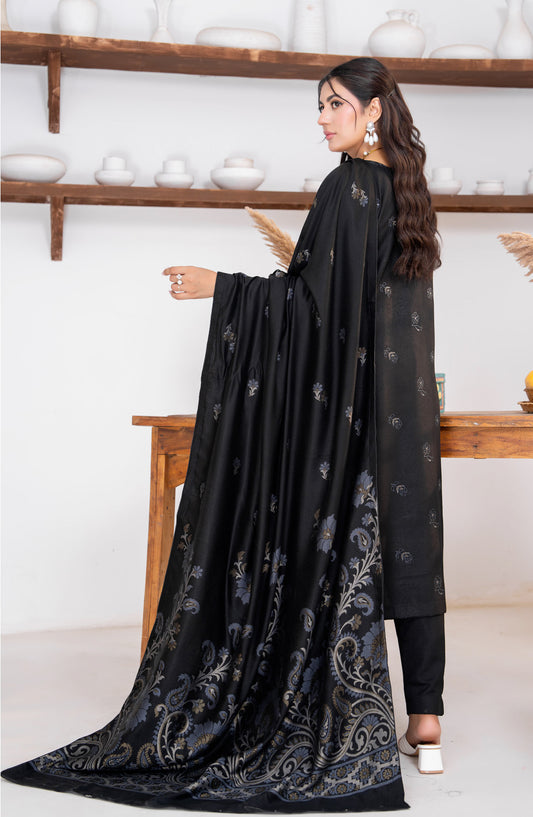 Kehkeshan by Riaz Arts Embroidered Peach Unstitched 3 Piece Suit - D-03 - RA26KKN - Black - Winter Collection