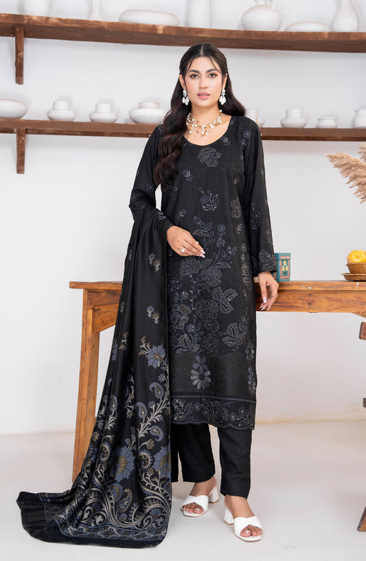 Kehkeshan by Riaz Arts Embroidered Peach Unstitched 3 Piece Suit - D-03 - RA26KKN - Black - Winter Collection