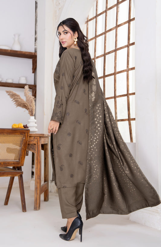 Kehkeshan by Riaz Arts Embroidered Peach Unstitched 3 Piece Suit - D-02 - RA26KKN - Brown - Winter Collection