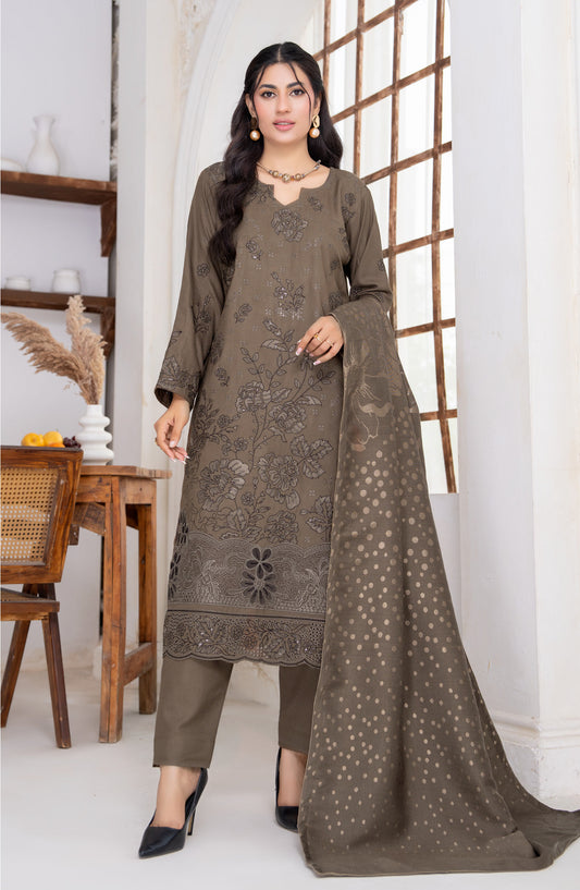 Kehkeshan by Riaz Arts Embroidered Peach Unstitched 3 Piece Suit - D-02 - RA26KKN - Brown - Winter Collection