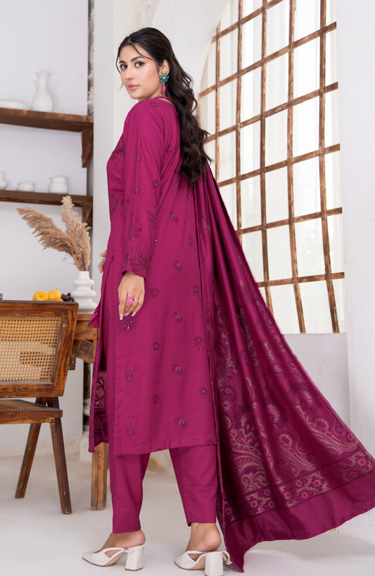Kehkeshan by Riaz Arts Embroidered Peach Unstitched 3 Piece Suit - D-01 - RA26KKN - Pink - Winter Collection