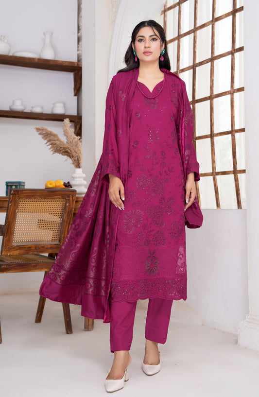 Kehkeshan by Riaz Arts Embroidered Peach Unstitched 3 Piece Suit - D-01 - RA26KKN - Pink - Winter Collection