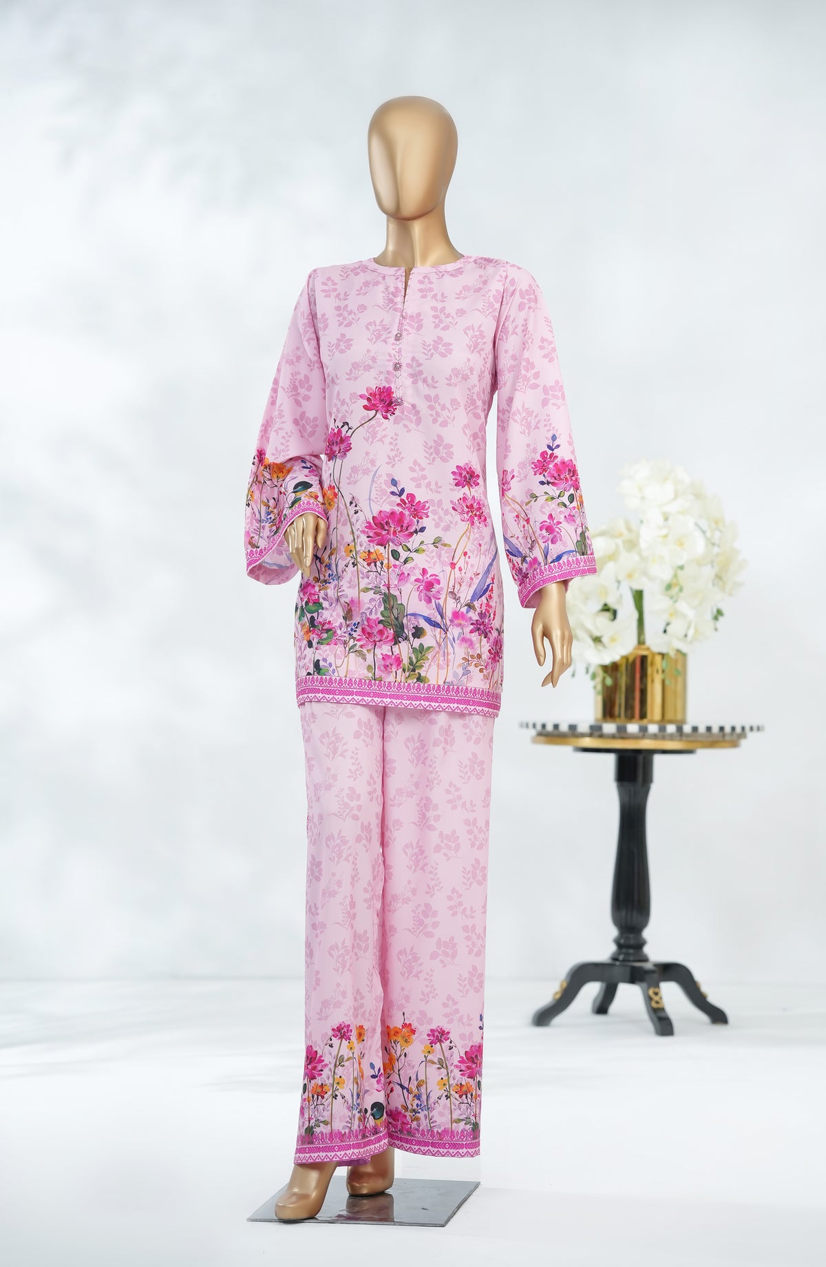 Keran Women by Amna Khadija Digital Printed Swiss Poly Cambric Stitched 2 Piece Suit - KW-06 - AM25WKR - Pink - Casual Collection