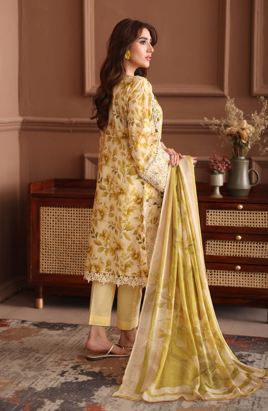 Keyaan by Johra Embroidered Lawn Unstitched 3 Piece Suit - JH-1025 - JH26KY - Yellow - Summer Collection