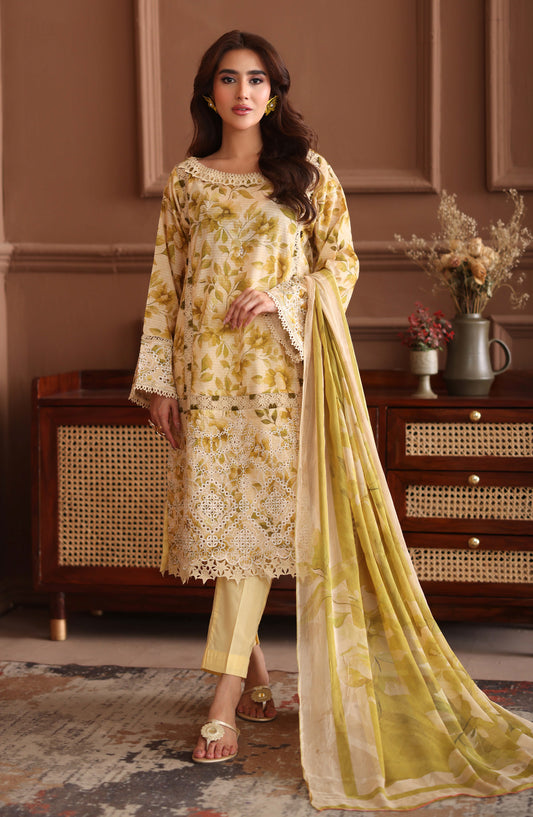Keyaan by Johra Embroidered Lawn Unstitched 3 Piece Suit - JH-1025 - JH26KY - Yellow - Summer Collection