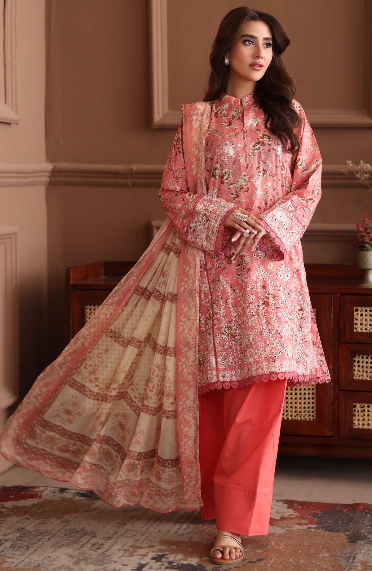 Keyaan by Johra Embroidered Lawn Unstitched 3 Piece Suit - JH-1023 - JH26KY - Pink - Summer Collection