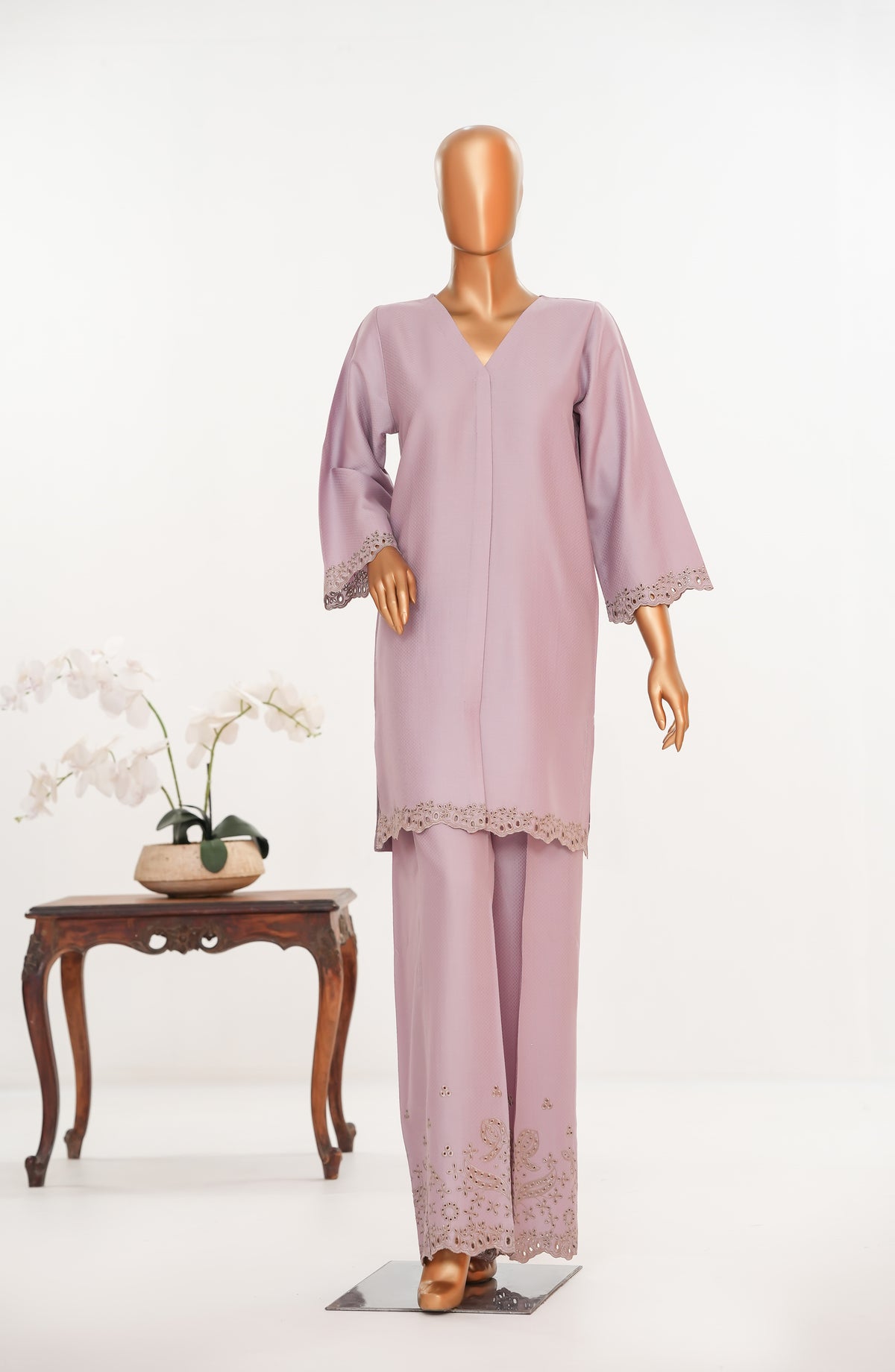 Khait Pret by Amna Khadija Embroidered Dobby Cotton Stitched 2 Piece Co ord Set - AKKP-07 - AM25KHAI - Purple - Casual Collection