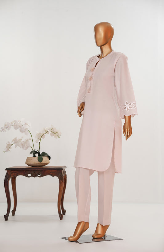 Khait Pret by Amna Khadija Embroidered Cotton Stitched 2 Piece Co ord Set - AKKP-06 - AM25KHAI - Pink - Casual Collection