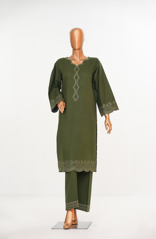 Khait Pret by Amna Khadija Embroidered Cotton Stitched 2 Piece Co ord Set - AKKP-03 - AM25KHAI - Green - Casual Collection
