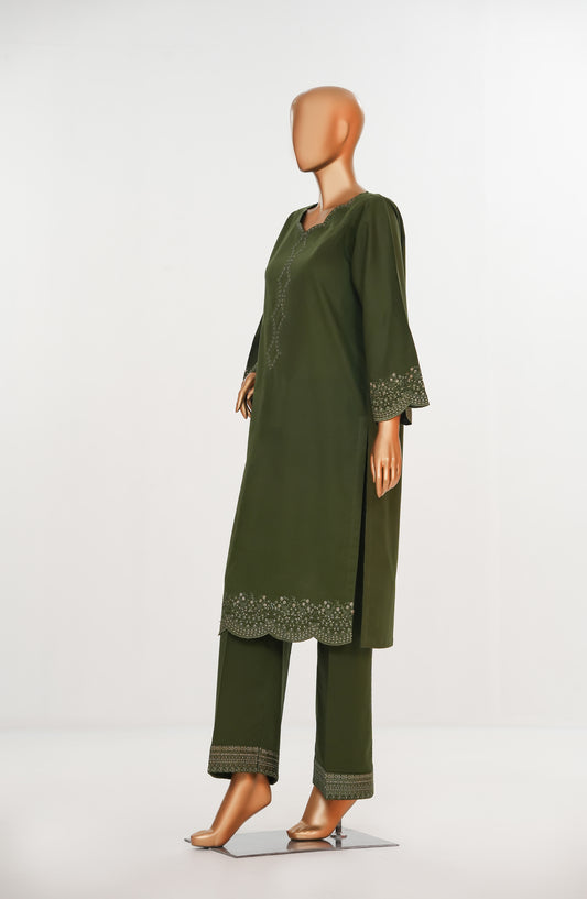 Khait Pret by Amna Khadija Embroidered Cotton Stitched 2 Piece Co ord Set - AKKP-03 - AM25KHAI - Green - Casual Collection
