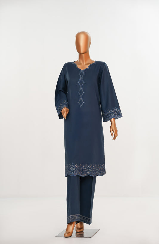 Khait Pret by Amna Khadija Embroidered Cotton Stitched 2 Piece Co ord Set - AKKP-02 - AM25KHAI - Blue - Casual Collection