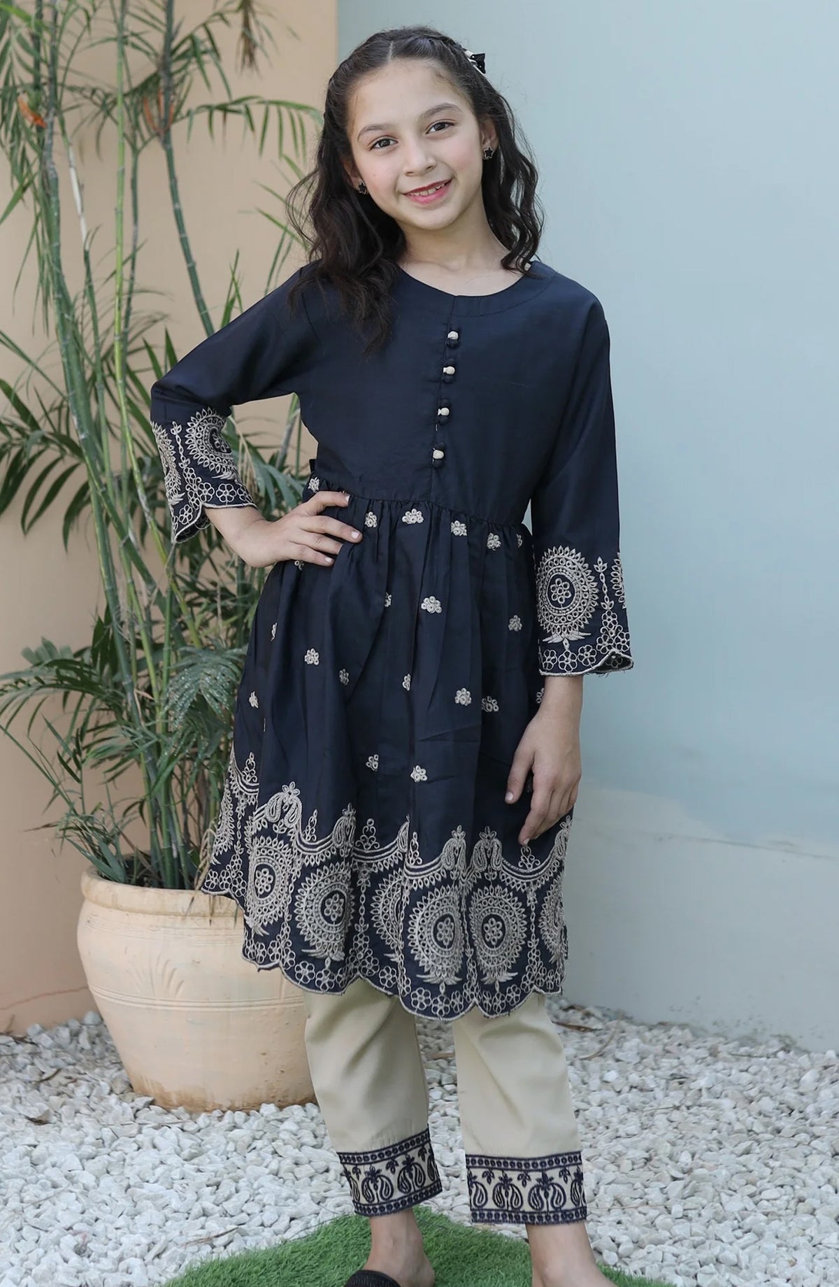 Charcoal Black Short Frock KST 093