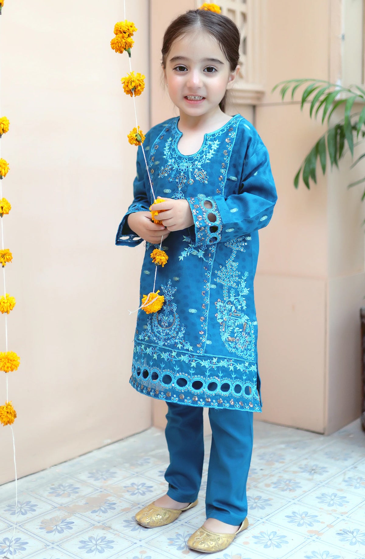 Blue Embroidered 2Pcs KST 074