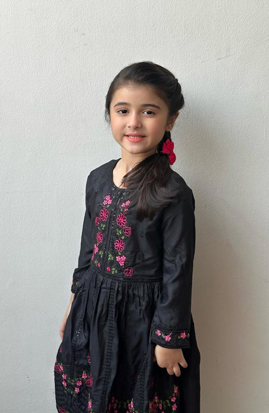 Black Multi Short Frock KST 092