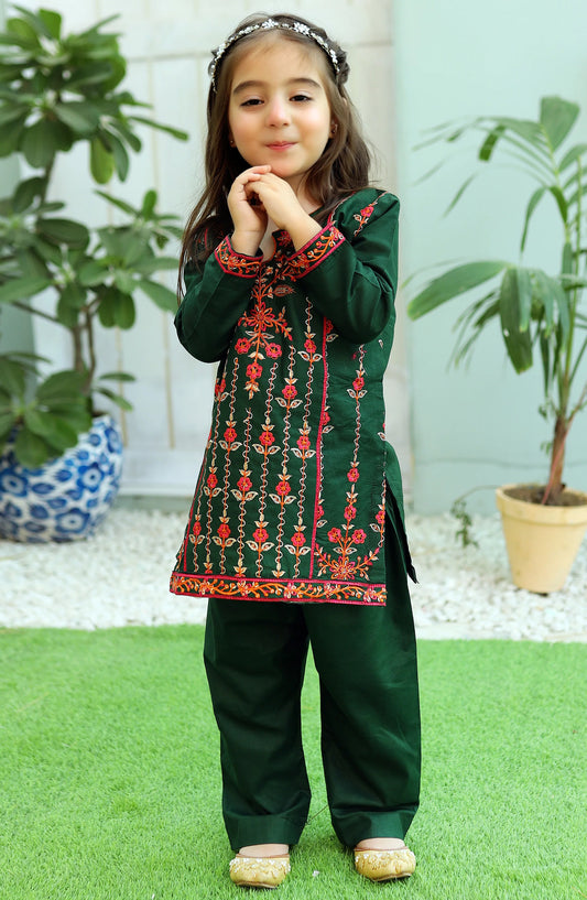 Dark Green Embroidered 2Pcs Suit KST 080 KHN26NZ