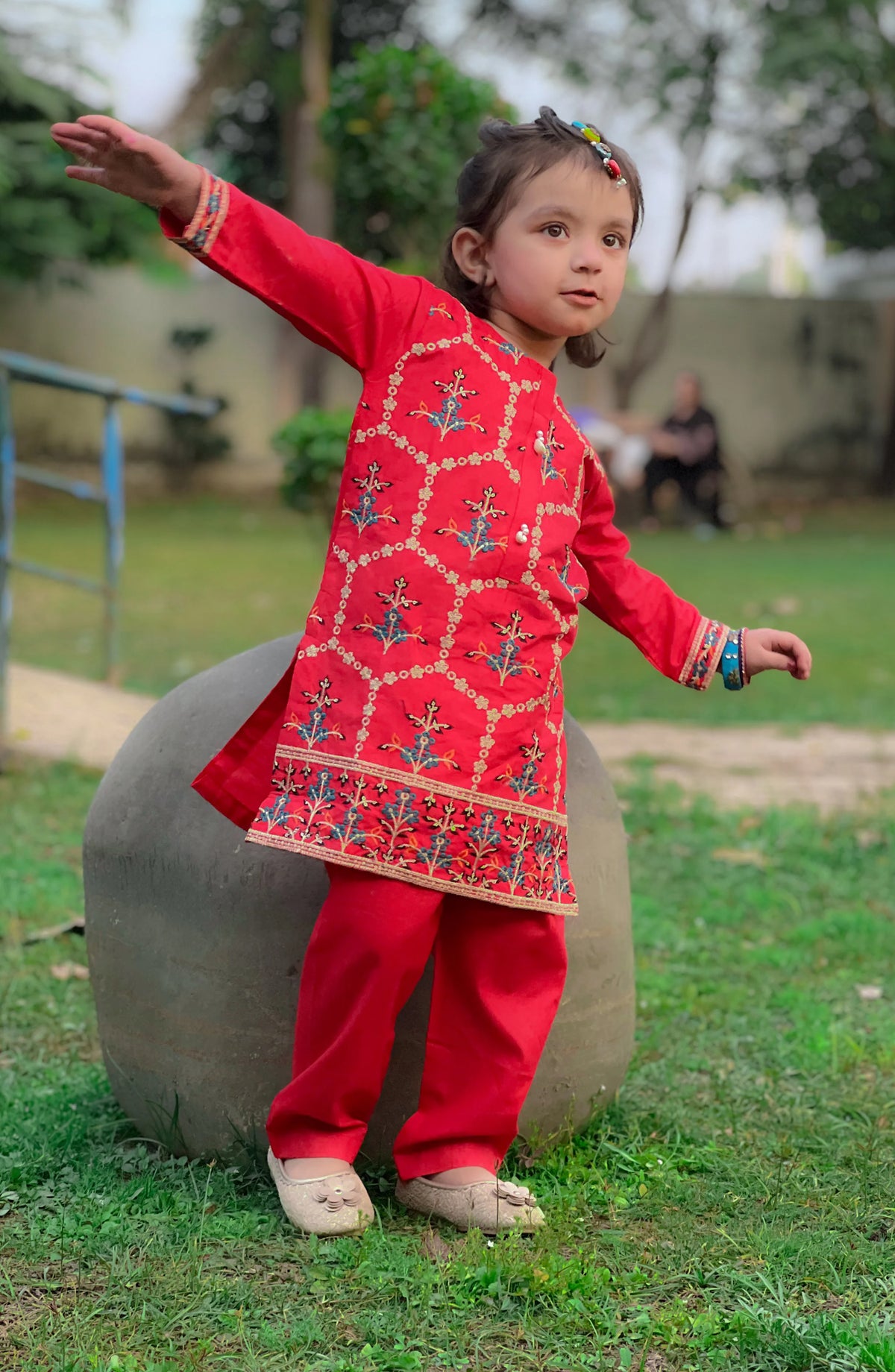 Tomato Red Embroidered 2Pcs Suit KST 083 KHN26NZ