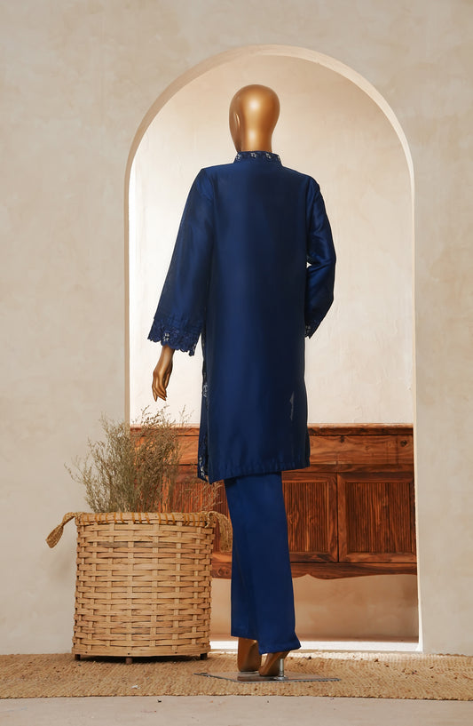 Khanak by Amna Khadija Embroidered Khadi Silk Stitched Co ord Sets - KE-02 - AM25KHNK - Blue - Casual Collection