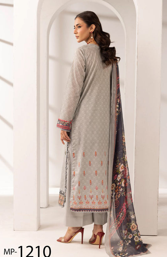 Khoobsurat by Al Karim Embroidered Lawn Unstitched 3 Piece Suit - MP-1210 - AK26KHB - Grey - Summer Collection