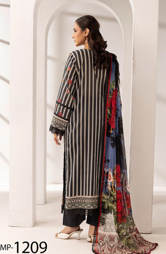 Khoobsurat by Al Karim Embroidered Lawn Unstitched 3 Piece Suit - MP-1209 - AK26KHB - Black - Summer Collection